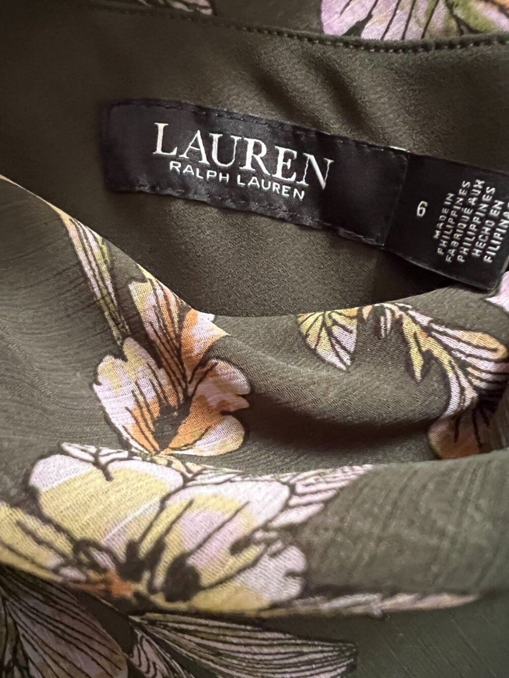 Lauren Ralph Lauren Farm Olive Floral Asymmetric One Shoulder Maxi Dress 6 NWT - Picture 4 of 10